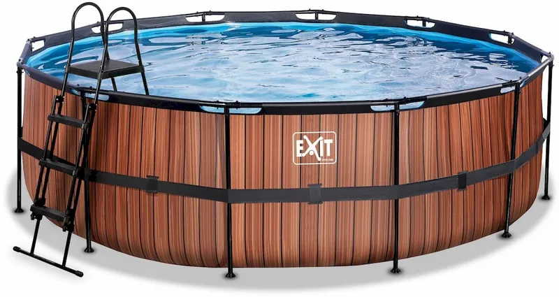 EXIT TOYS EXIT Wood Zwembad - 450 X 122 Cm - Met Zandfilterpomp En Trap