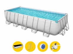 Bestway Power Steel Rectangular Zwembad - 640 X 274 X 132 Cm - Met Zandfilterpomp En Accessoires